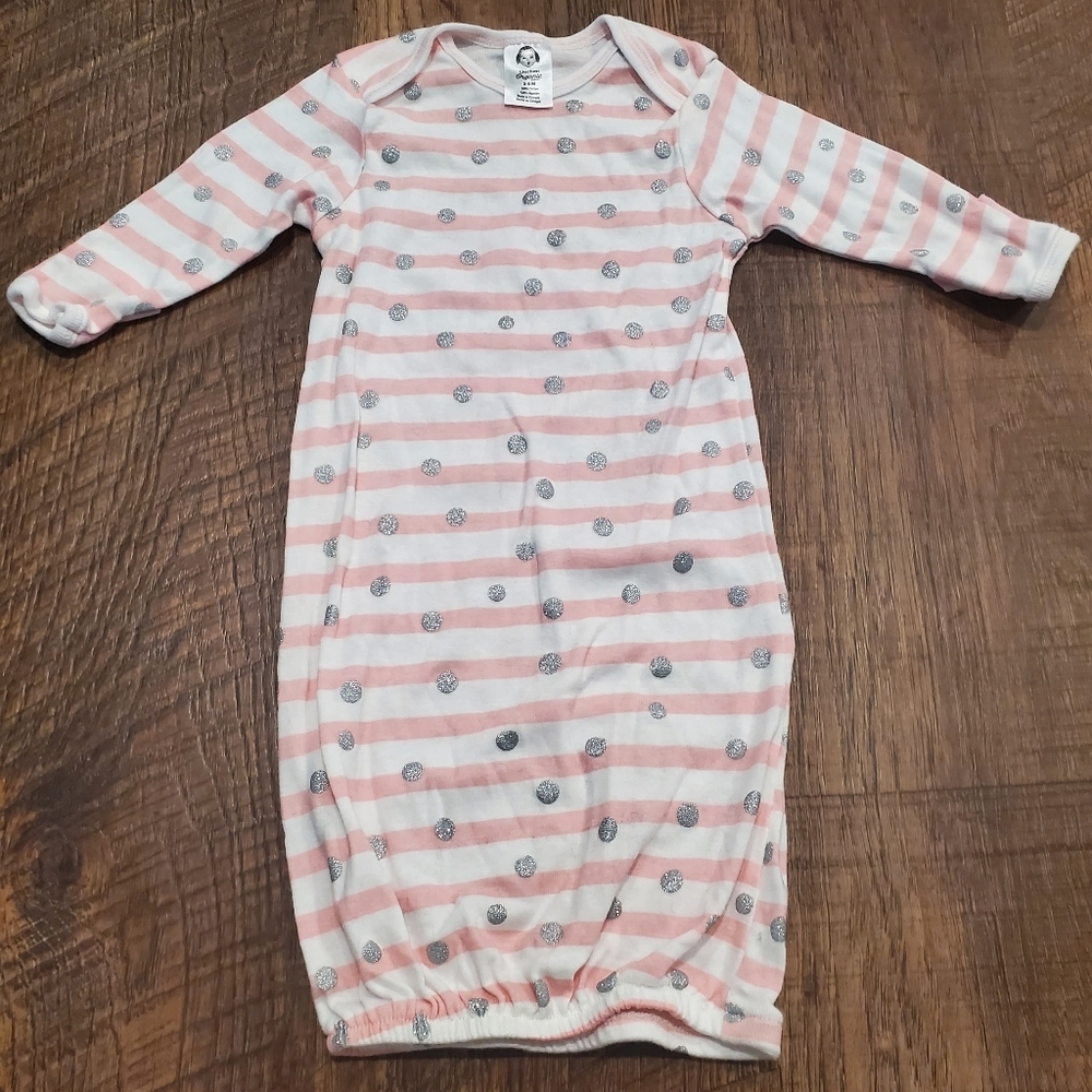 Gerber Baby Girl Cotton Sleep Sack Pink Striped Silver Sparkle Polka Dot Infant